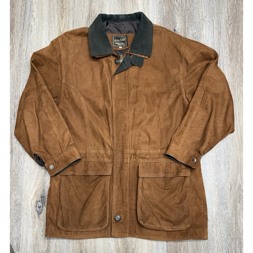 Vera Pelle Suede Barn Jacket Mens M Lined Leather Coat Made In Italy Please Read
